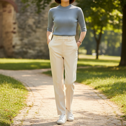 Women's Knit Half High Collar Blouse