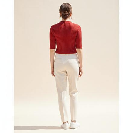 Women's Knit Half High Collar Blouse