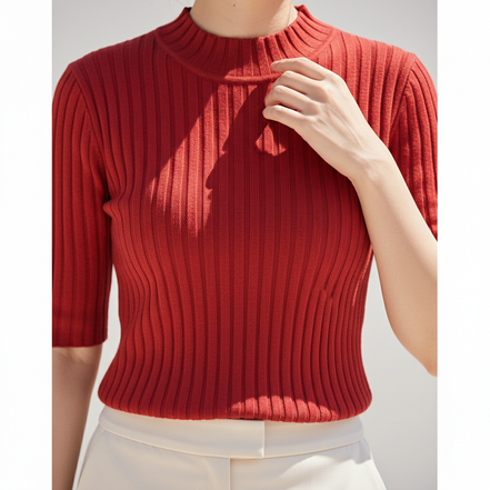 Women's Knit Half High Collar Blouse