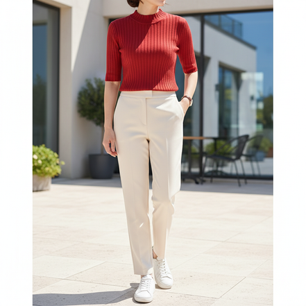 Women's Knit Half High Collar Blouse