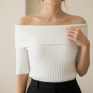 Women's Knit Half High Collar Blouse