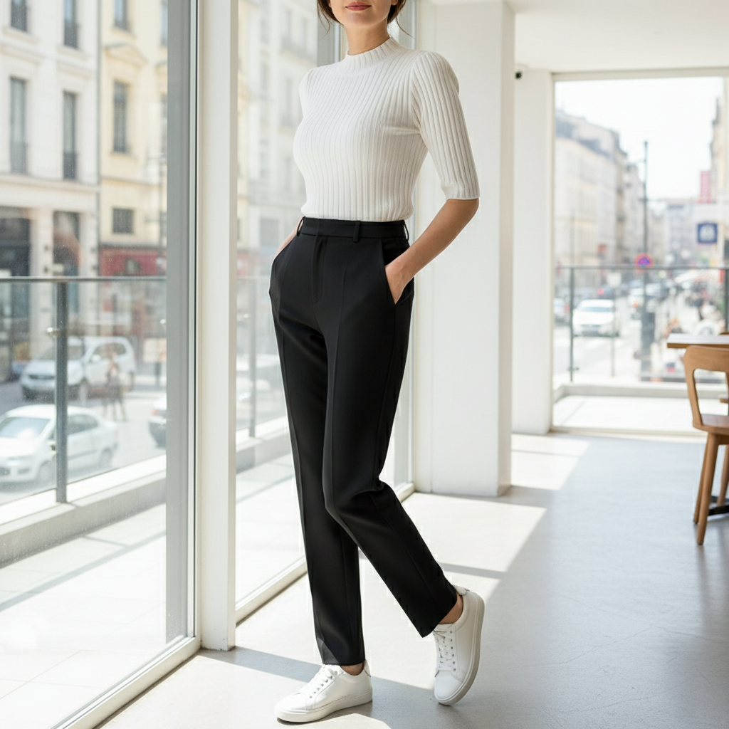 Women's Knit Half High Collar Blouse