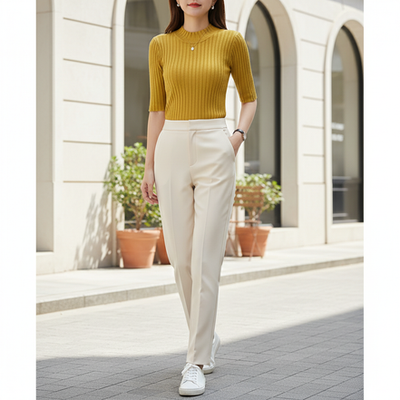 Women's Knit Half High Collar Blouse