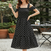 Women's Polka Dot Midi Dress