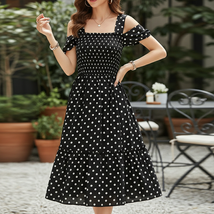 Women's Polka Dot Midi Dress