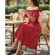 Women's Polka Dot Midi Dress