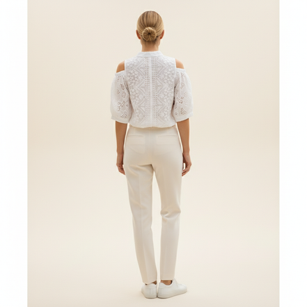 Women's Short Sleeve Crochet Blouse