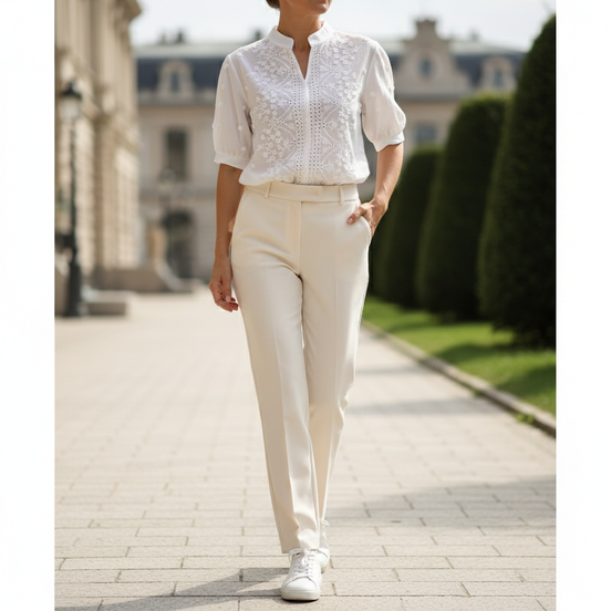 Women's Short Sleeve Crochet Blouse