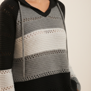 Women's Hooded Patchwork Knit Jumper