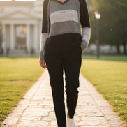 Women's Hooded Patchwork Knit Jumper