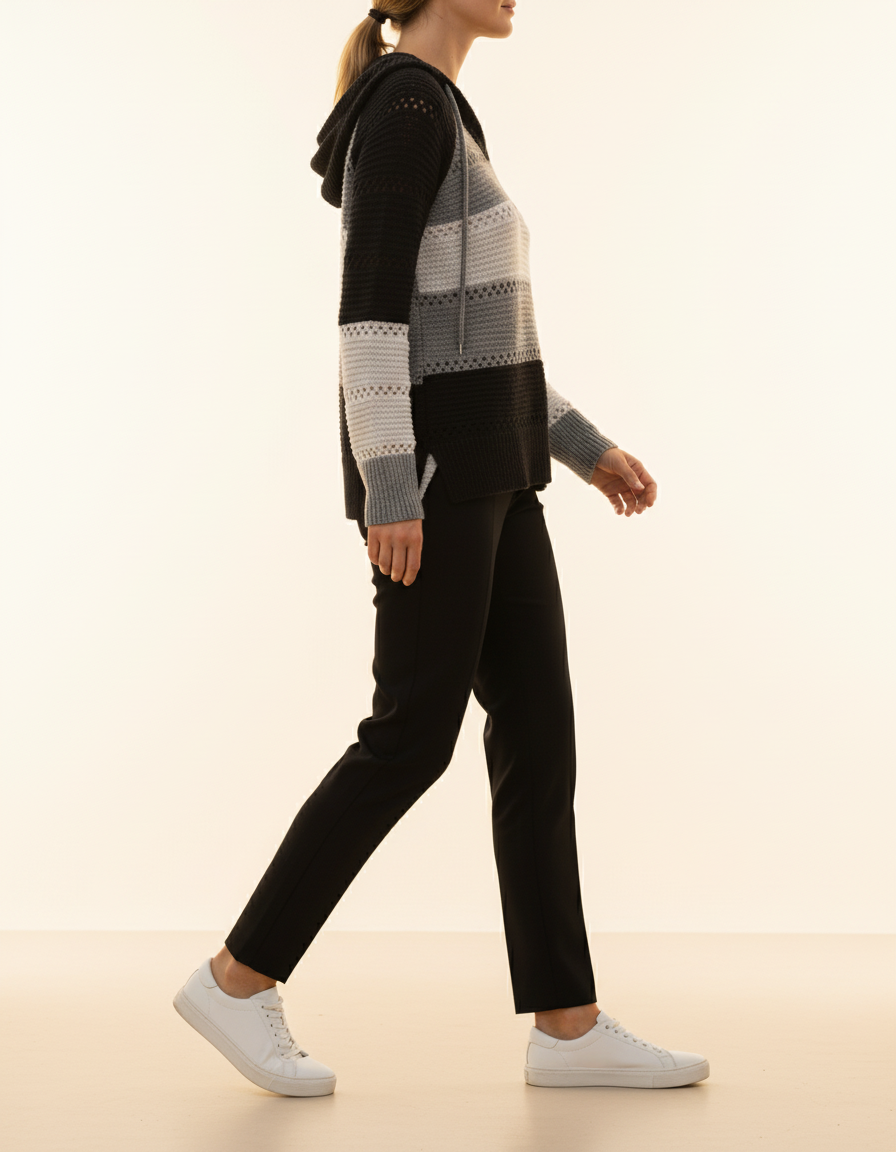 Women's Hooded Patchwork Knit Jumper