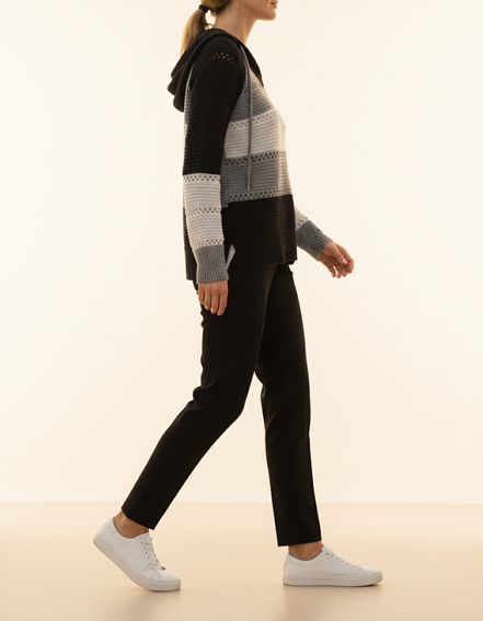 Women's Hooded Patchwork Knit Jumper