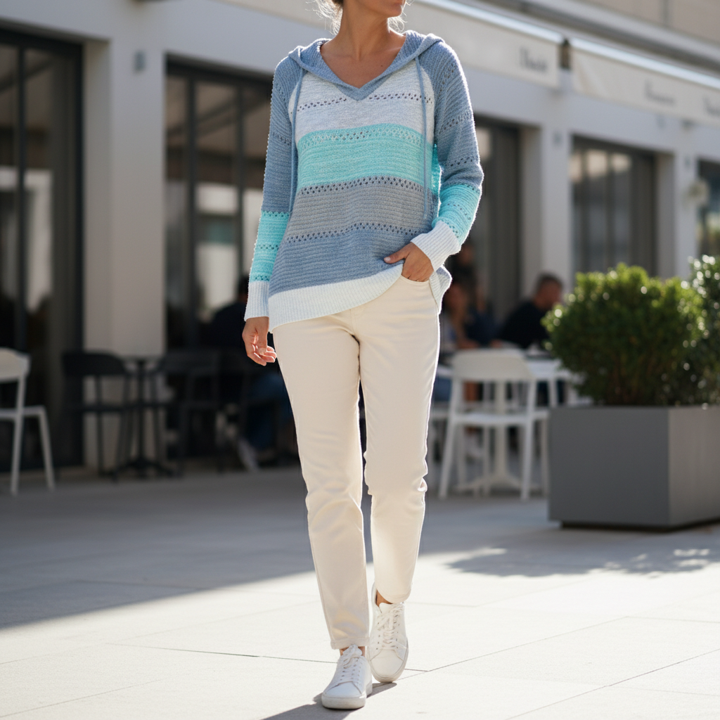 Women's Hooded Patchwork Knit Jumper