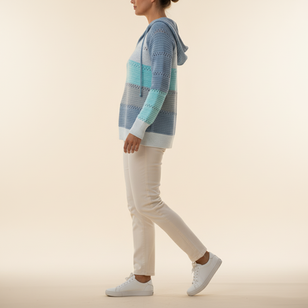 Women's Hooded Patchwork Knit Jumper