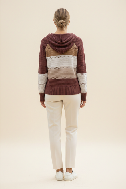 Women's Hooded Patchwork Knit Jumper