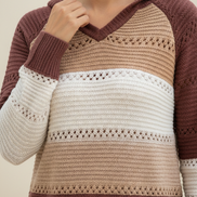 Women's Hooded Patchwork Knit Jumper