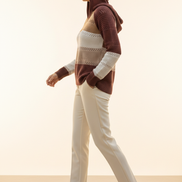 Women's Hooded Patchwork Knit Jumper