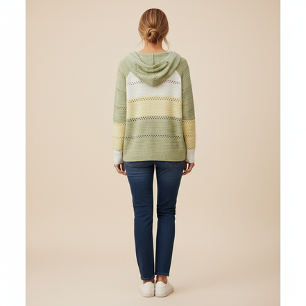 Women's Hooded Patchwork Knit Jumper
