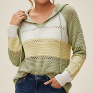 Women's Hooded Patchwork Knit Jumper