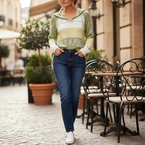 Women's Hooded Patchwork Knit Jumper