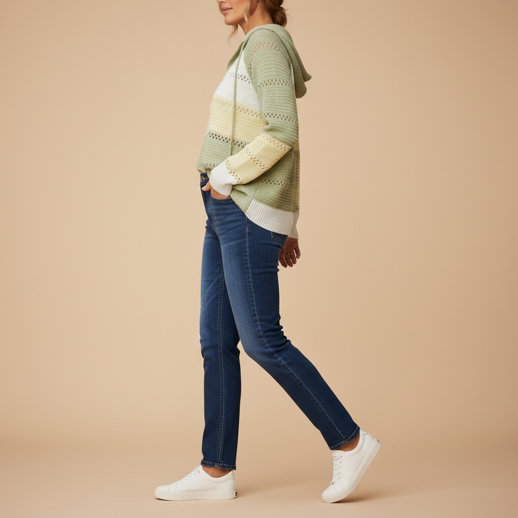 Women's Hooded Patchwork Knit Jumper