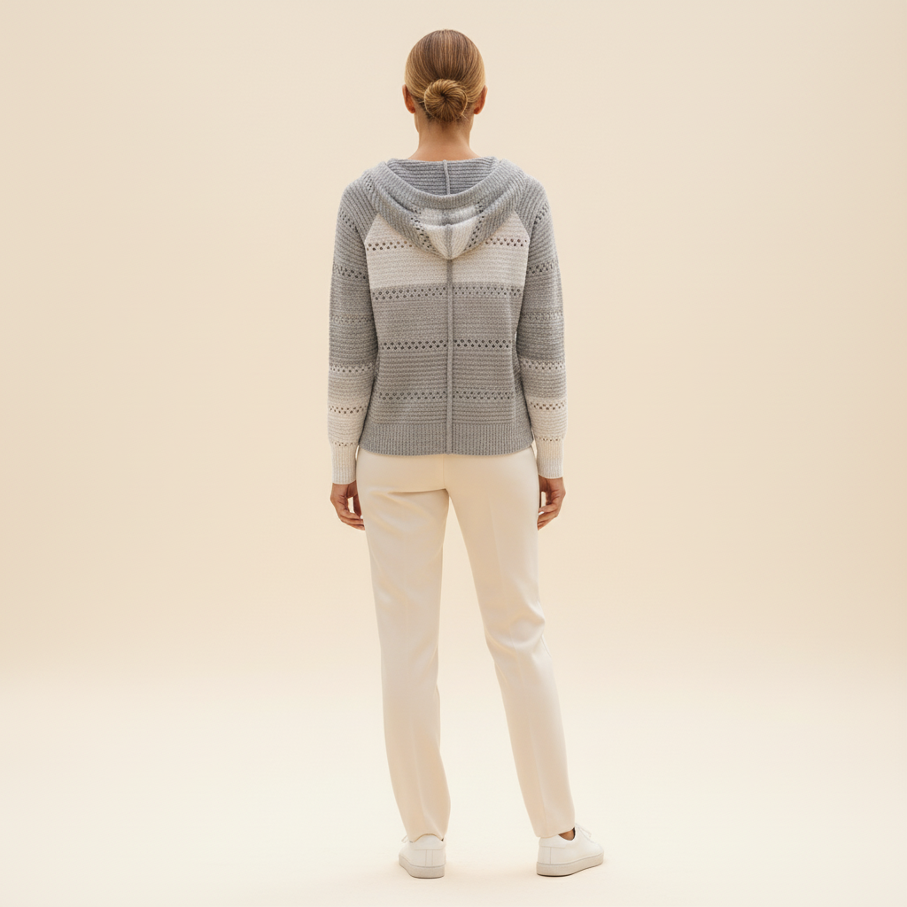 Women's Hooded Patchwork Knit Jumper