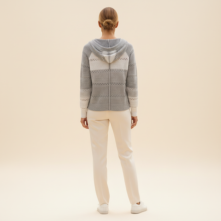 Women's Hooded Patchwork Knit Jumper