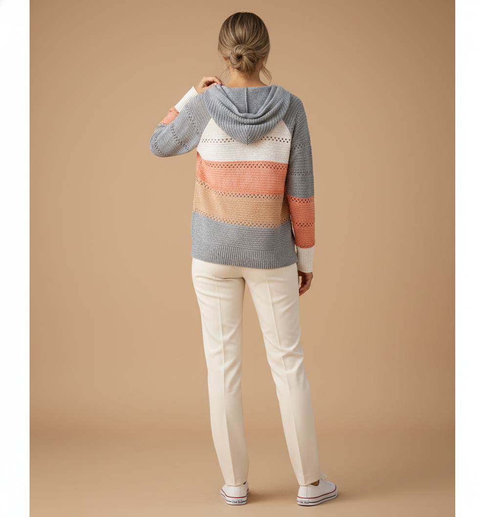 Women's Hooded Patchwork Knit Jumper