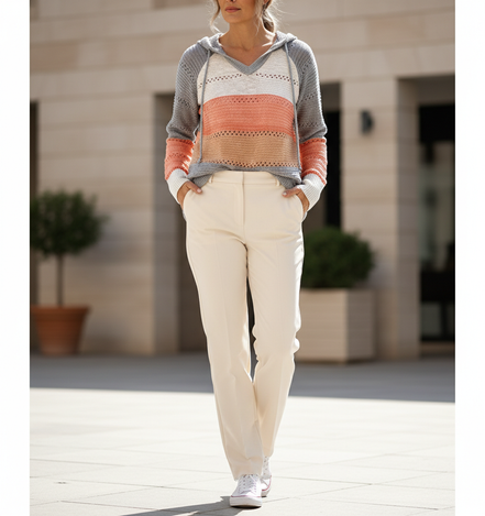 Women's Hooded Patchwork Knit Jumper