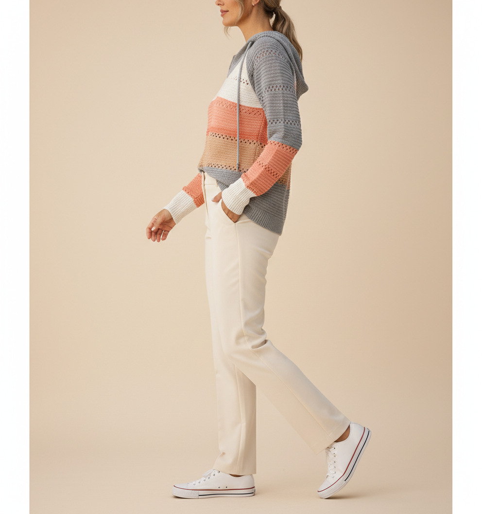 Women's Hooded Patchwork Knit Jumper