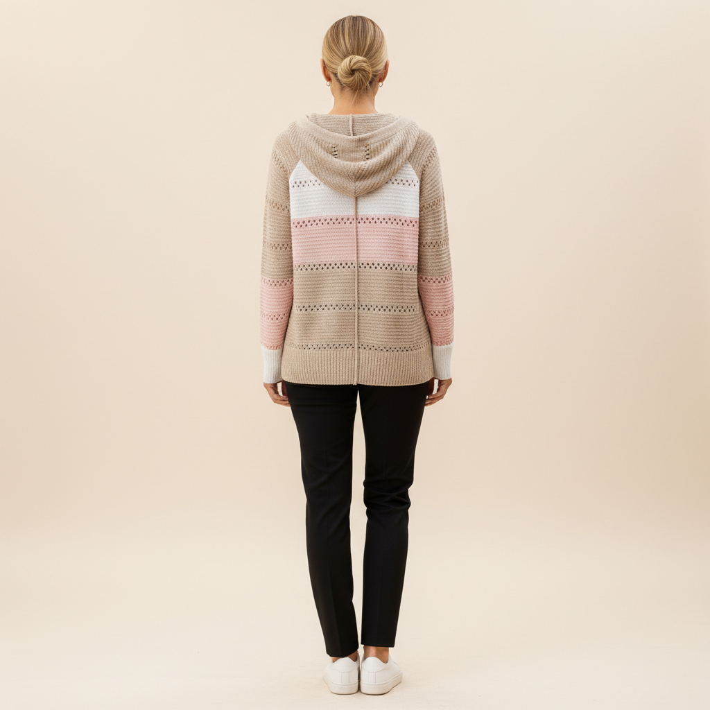 Women's Hooded Patchwork Knit Jumper