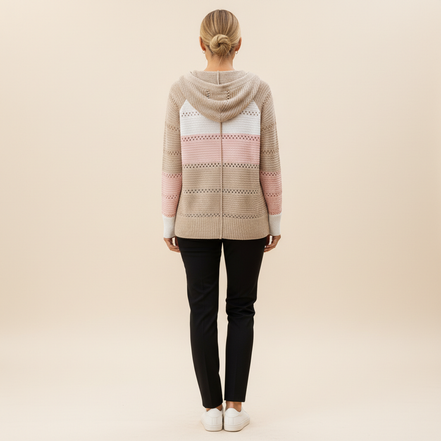 Women's Hooded Patchwork Knit Jumper
