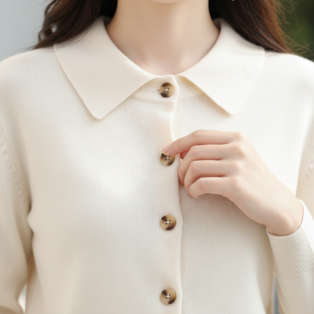 Women's Polo Collar Knit Cardigan
