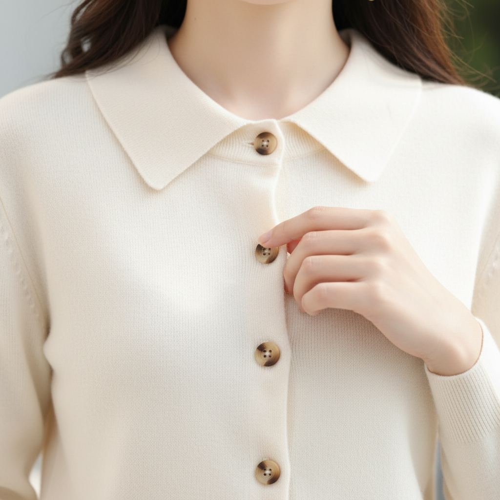 Women's Polo Collar Knit Cardigan