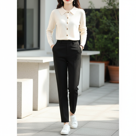 Women's Polo Collar Knit Cardigan
