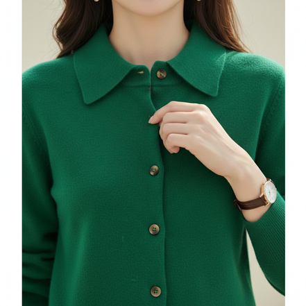 Women's Polo Collar Knit Cardigan