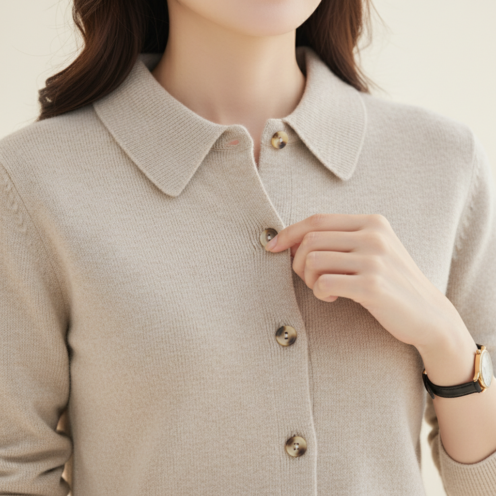 Women's Polo Collar Knit Cardigan
