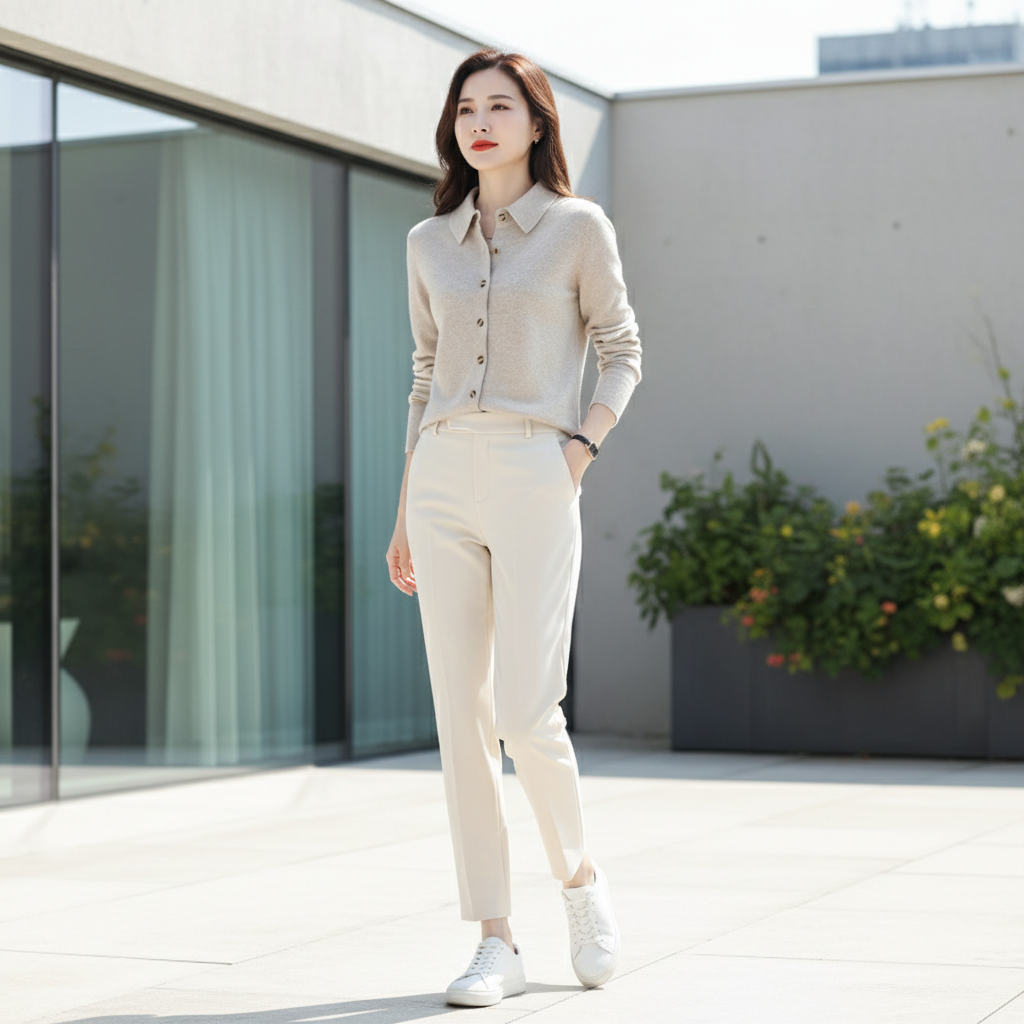 Women's Polo Collar Knit Cardigan