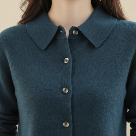 Women's Polo Collar Knit Cardigan