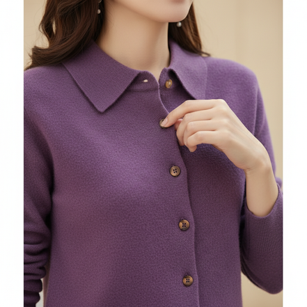 Women's Polo Collar Knit Cardigan