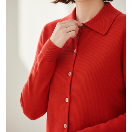 Women's Polo Collar Knit Cardigan