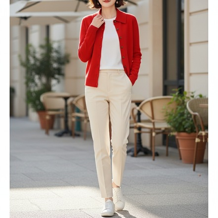 Women's Polo Collar Knit Cardigan