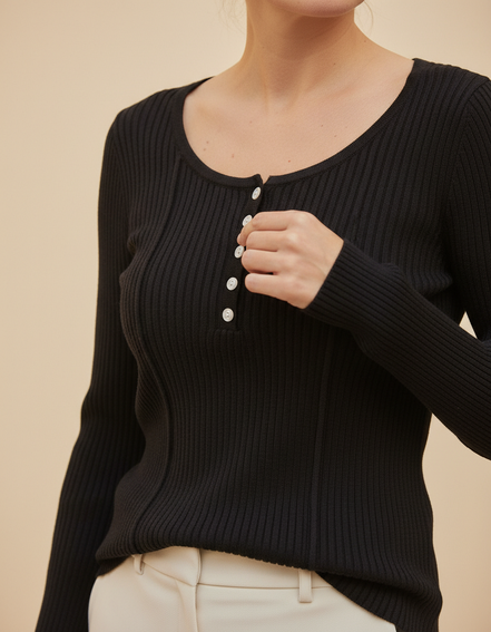 Women's Knit Square Collar Sweater