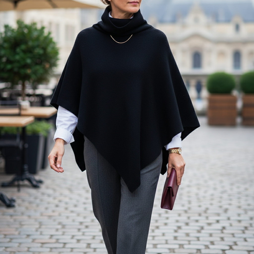Women's Wool Turtleneck Poncho