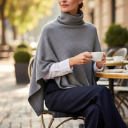Women's Wool Turtleneck Poncho