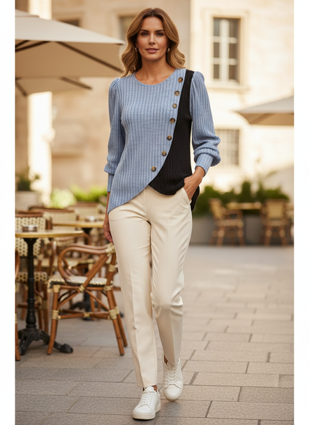 Women's Striped Knit Pullover Sweater