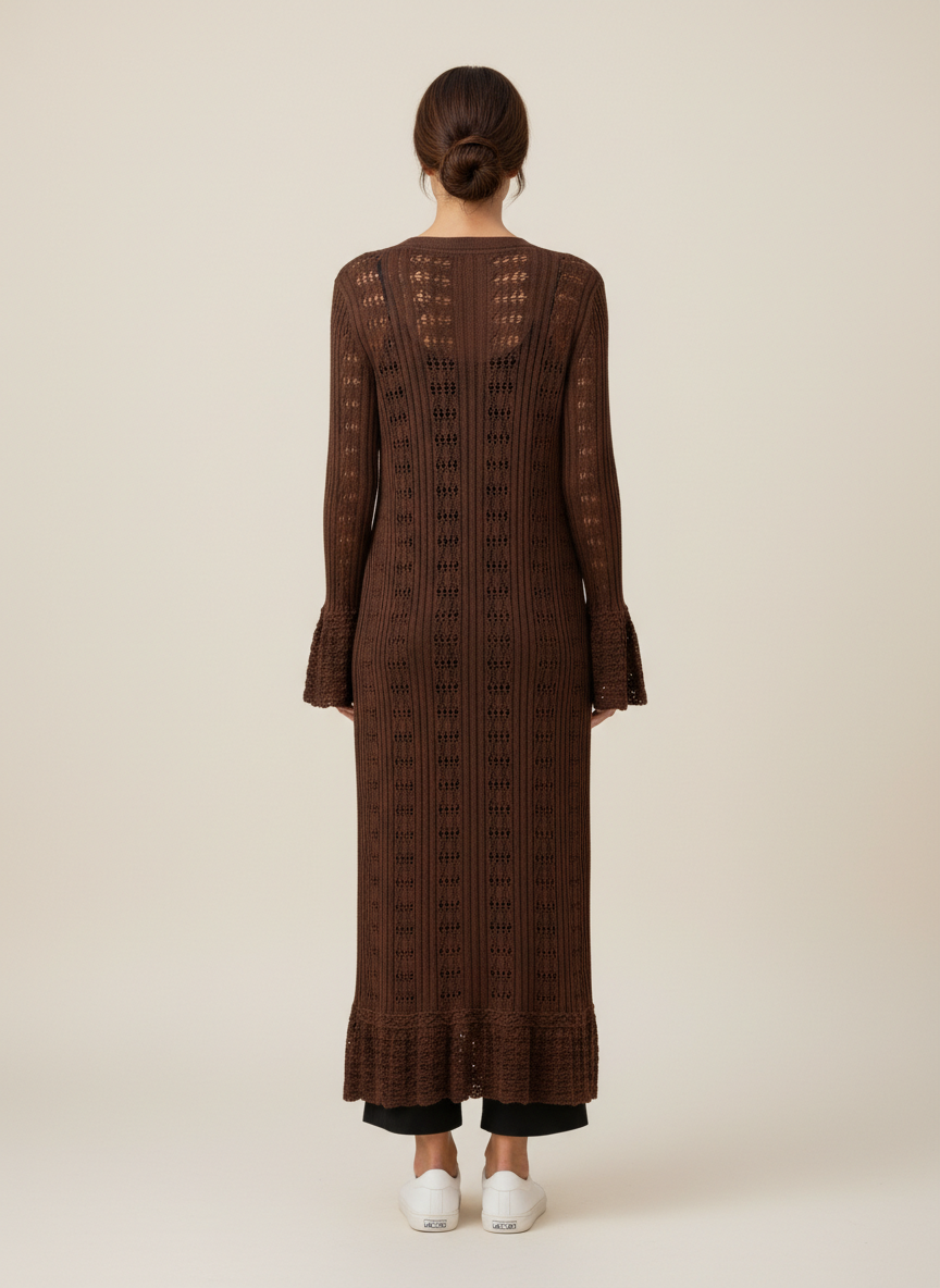 Women's Crochet Knit Long Cardigan