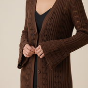 Women's Crochet Knit Long Cardigan