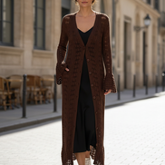 Women's Crochet Knit Long Cardigan