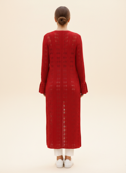 Women's Crochet Knit Long Cardigan